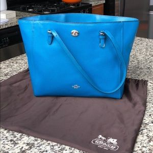 Coach blue leather tote